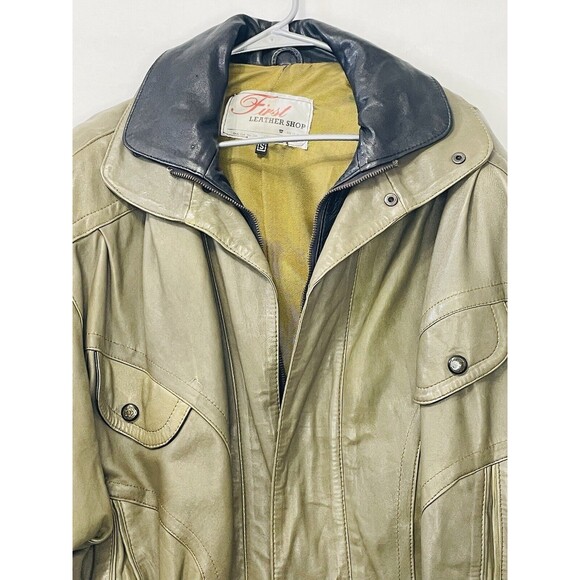 VTG Leather Shop Flight Bomber Jacket Small Brown Istanbul‎ Military Coa - Picture 3 of 11